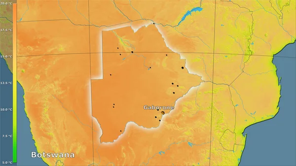Μέση Ημερήσια Διακύμανση Θερμοκρασίας Εντός Της Περιοχής Της Μποτσουάνα Στην — Φωτογραφία Αρχείου