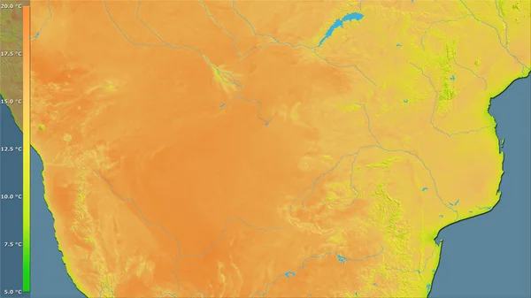 Variación Media Temperatura Diurna Dentro Del Área Botswana Proyección Estereográfica — Foto de Stock