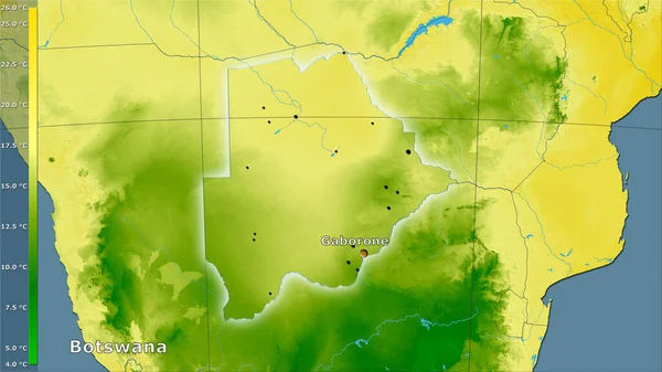 Gemiddelde Temperatuur Van Warmste Wijk Botswana Stereografische Projectie Met Legende — Stockfoto