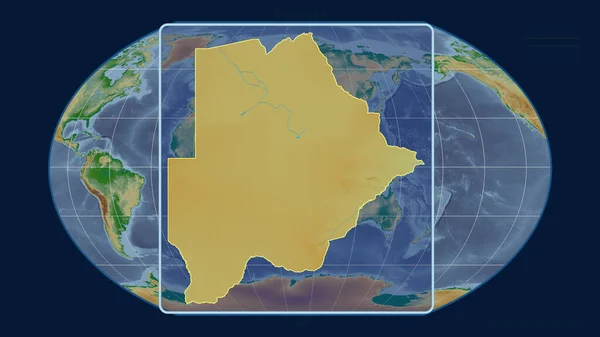 Vergrößerte Ansicht Botswanas Mit Perspektivischen Linien Gegen Eine Weltkarte Der — Stockfoto