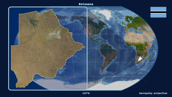 Vergrößerte Ansicht Botswanas Mit Perspektivischen Linien Gegen Eine Weltkarte Der — Stockfoto