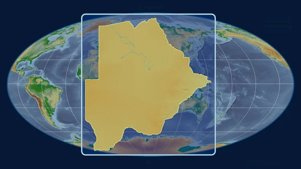 Botswana Való Közelítés Perspektívákkal Mollweide Projekció Globális Térképével Szemben Alakzat — Stock Fotó