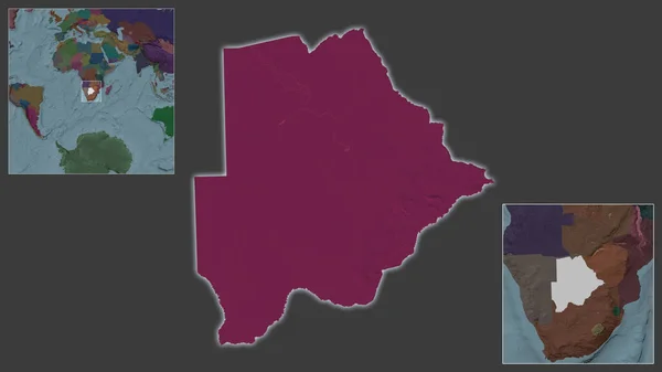 Крупный План Ботсваны Расположение Регионе Центре Крупномасштабной Карты Мира Цветная — стоковое фото