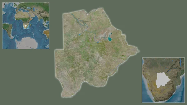 Збільшення Ботсвани Його Розташування Регіоні Центрі Масштабної Мапи Світу Супутникові — стокове фото