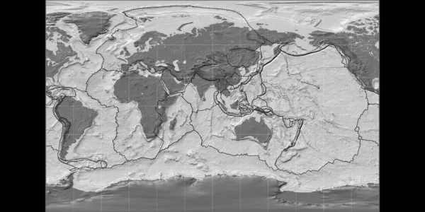 Mapa Świata Projekcji Braun Stereographic Skupiona Wschodniej Długości Geograficznej Dwupoziomowa — Zdjęcie stockowe