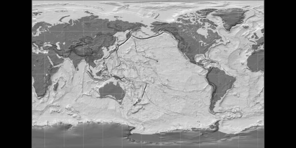 Παγκόσμιος Χάρτης Στη Στερεογραφική Προβολή Μπράουν Κέντρο 170 Δυτικό Γεωγραφικό — Φωτογραφία Αρχείου