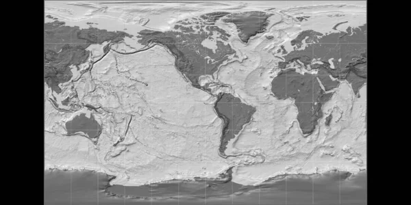 Světová Mapa Stereografické Projekci Braun Soustředí Západní Délku90 Bilevel Topografická — Stock fotografie