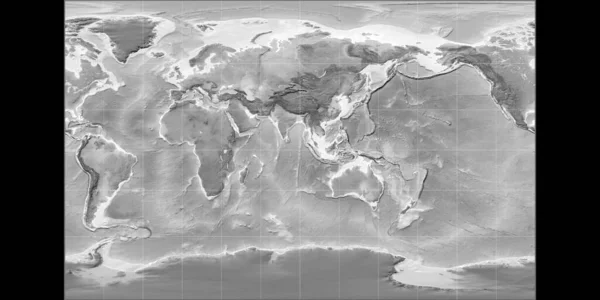 Světová Mapa Stereografické Projekci Braun Soustřeďuje Východní Délky Výškové Mapy — Stock fotografie