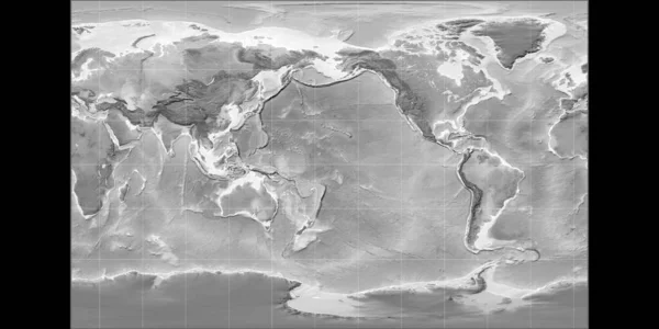 Mappa Del Mondo Nella Proiezione Stereografica Braun Centrata 170 Longitudine — Foto Stock