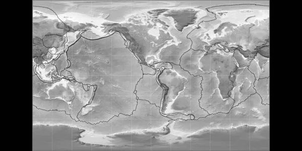 World Map Braun Stereographic Projection Centered West Longitude Mapa Elevación — Foto de Stock