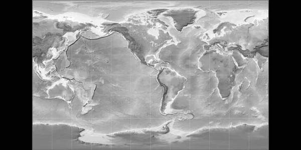 World Map Braun Stereographic Projection Centered West Longitude Mapa Elevación — Foto de Stock