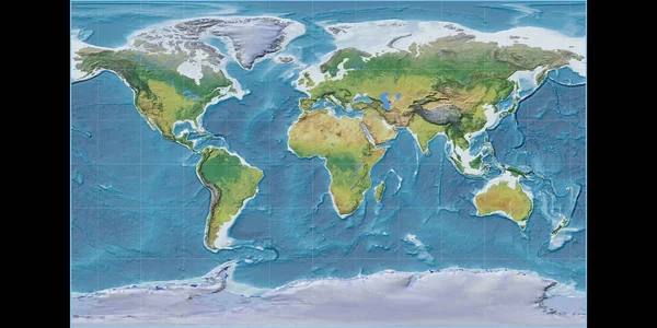 Carte Monde Dans Projection Stéréographique Braun Centrée Sur Longitude Est — Photo