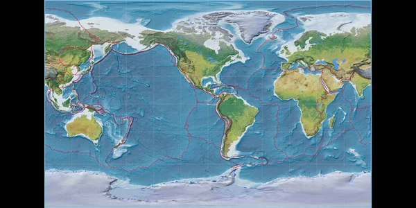 World Map Braun Stereographic Projection Centered West Longitude Características Principales — Foto de Stock