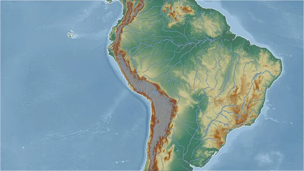 Brazílie Detailní Pohled Zemi Žádný Obrys Mapa Topografického Reliéfu — Stock fotografie