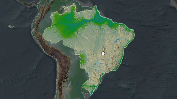 Zona Destacada Brasil Con Punto Capital Mapa Desaturado Barrio Mapa —  Fotos de Stock