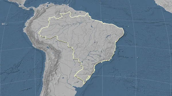 ブラジルとその周辺 輪郭形状 グレースケール標高図 — ストック写真