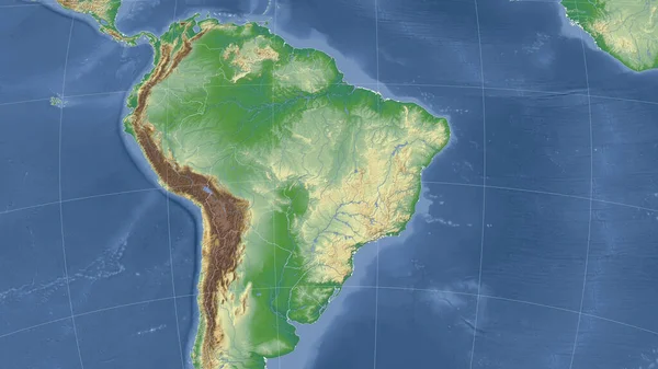 Бразилия Окрестности Далекая Косыя Перспектива Контура Физическая Карта Цвета — стоковое фото