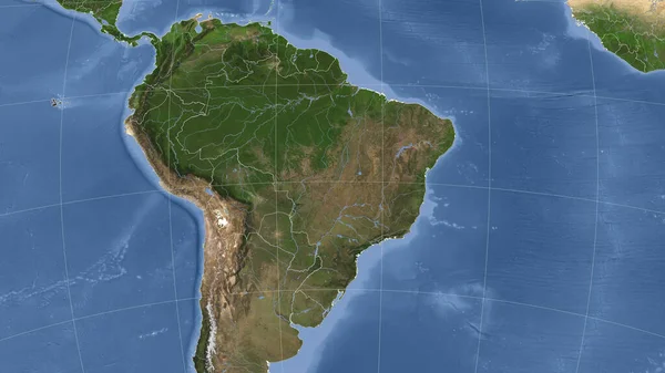 Brezilya ve komşuları. Uzak eğimli perspektif - özet yok. uydu resimleri