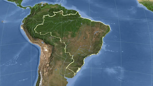 Brezilya ve komşuları. Uzak eğimli perspektif - şekil çizilmiş. uydu resimleri