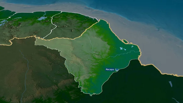 巴西的阿马帕州以资本放大和突出 主要自然景观特征 3D渲染 — 图库照片