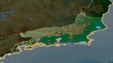 Rio de Janeiro - Brezilya devleti büyümüş ve sermaye ile vurgulanmış. Ana fiziksel manzara özellikleri. 3B görüntüleme