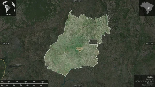 Γκόιας Πολιτεία Της Βραζιλίας Δορυφορικές Εικόνες Σχήμα Που Παρουσιάζεται Ενάντια — Φωτογραφία Αρχείου