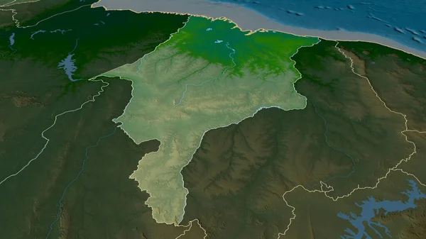 Maranhao State Brazil Zoomed Highlighted Main Physical Landscape Features Rendering — Stock Photo, Image