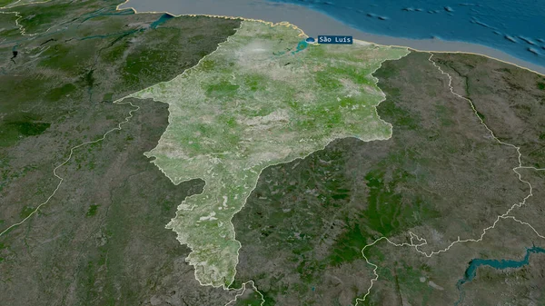 Maranhao Brezilya Eyaleti Büyümüş Sermaye Ile Vurgulanmış Uydu Görüntüleri Görüntüleme — Stok fotoğraf