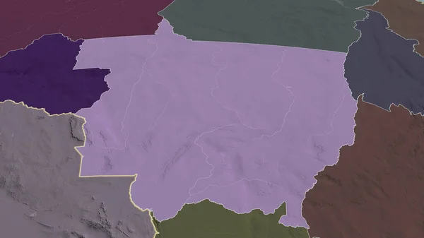 Мату Гросу Штат Бразилия Увеличен Выделен Цветная Карта Административного Деления — стоковое фото