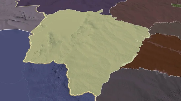Мату Гросу Сул Штат Бразилия Увеличен Выделен Цветная Карта Административного — стоковое фото