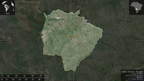 Mato Grosso Sul Πολιτεία Της Βραζιλίας Δορυφορικές Εικόνες Σχήμα Που — Φωτογραφία Αρχείου