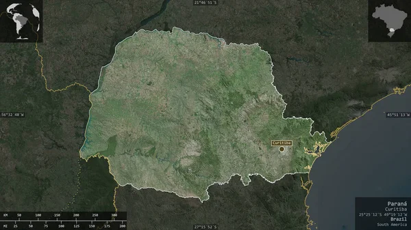 Παράνα Πολιτεία Της Βραζιλίας Δορυφορικές Εικόνες Σχήμα Που Παρουσιάζεται Ενάντια — Φωτογραφία Αρχείου