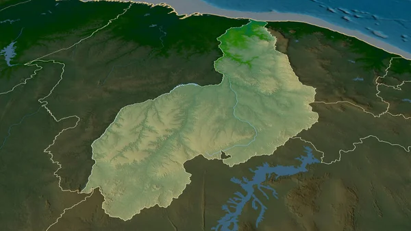 Piaui Штат Бразилия Увеличен Выделен Основные Физические Особенности Ландшафта Рендеринг — стоковое фото