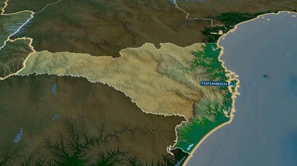 Santa Catarina État Brésil Zoomé Mis Évidence Avec Capitale Principales — Photo