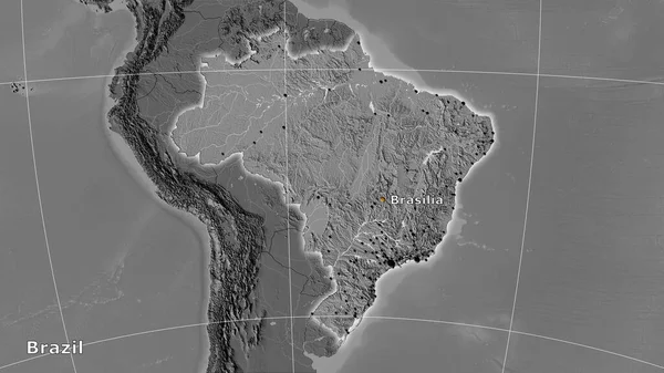 Brasilien Gebiet Auf Der Zweiebenen Höhenkarte Der Stereographischen Projektion Hauptkomposition — Stockfoto