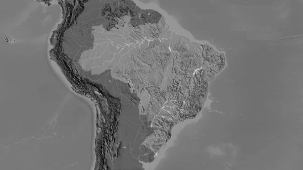 Περιοχή Της Βραζιλίας Στον Υψομετρικό Χάρτη Bilevel Στην Στερεογραφική Προβολή — Φωτογραφία Αρχείου