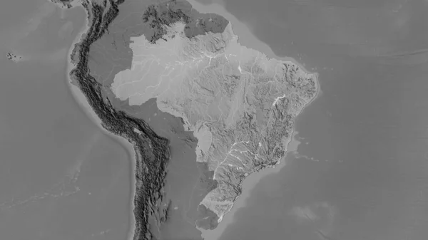 Brazílie Plocha Stupňovité Výškové Mapě Stereografické Projekci Hrubé Složení Rastrových — Stock fotografie