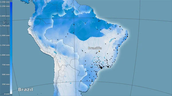 Csapadék Leghidegebb Negyedévben Brazil Területen Sztereográfiai Vetítés Legenda Összetétele — Stock Fotó