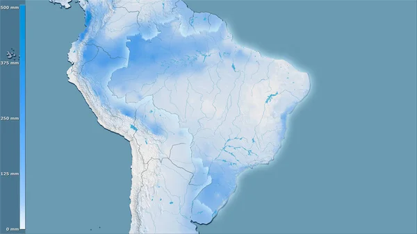 Neerslag Van Droogste Maand Het Gebied Van Brazilië Stereografische Projectie — Stockfoto