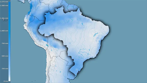 Neerslag Van Droogste Kwart Het Gebied Van Brazilië Stereografische Projectie — Stockfoto