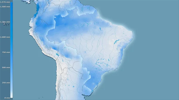 Précipitation Des Quartiers Les Secs Région Brésil Dans Projection Stéréographique — Photo