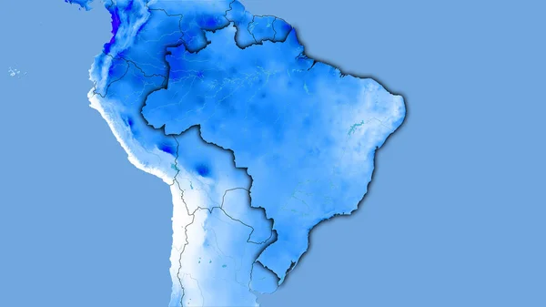 Brazília Területe Éves Csapadéktérkép Sztereográfiai Vetítés Nyers Összetétele Raszter Rétegek — Stock Fotó