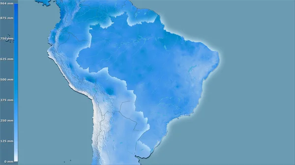 Neerslag Van Natste Maand Het Gebied Van Brazilië Stereografische Projectie — Stockfoto