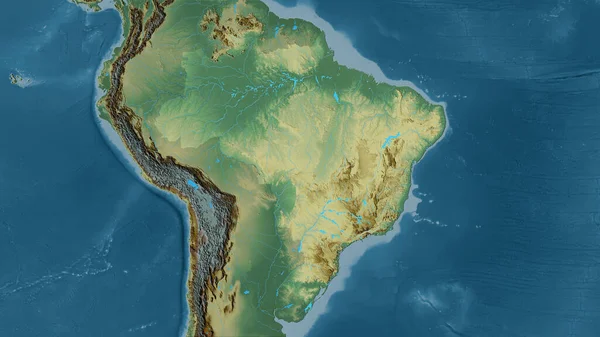 Brasilien Område Topografisk Relief Karta Stereografisk Projektion Sammansättning Raster Skikt — Stockfoto