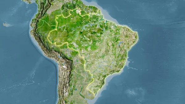 Brazília Területe Műholdon Térkép Sztereográfiai Vetítés Nyers Összetétele Raszter Rétegek — Stock Fotó