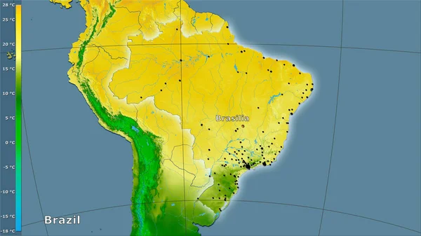 Temperatura Media Del Cuarto Más Frío Dentro Del Área Brasil —  Fotos de Stock