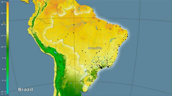 Temperatura Media Del Cuarto Más Cálido Dentro Del Área Brasil —  Fotos de Stock