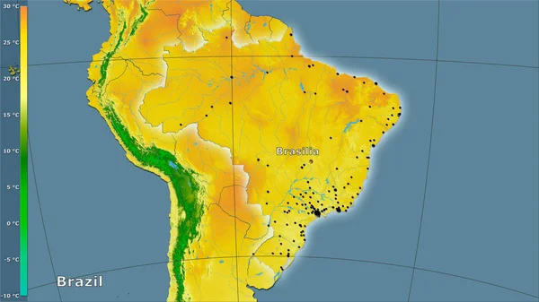 Temperatura Media Del Cuarto Más Cálido Dentro Del Área Brasil —  Fotos de Stock