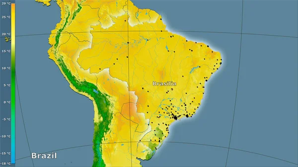 Temperatura Media Del Cuarto Más Cálido Dentro Del Área Brasil —  Fotos de Stock