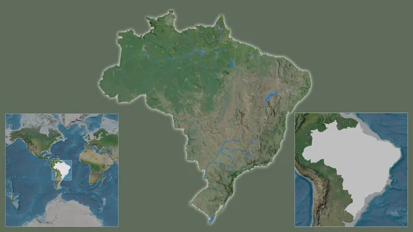 Primer Plano Brasil Ubicación Región Centro Mapa Mundial Gran Escala —  Fotos de Stock